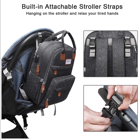 Baby Diaper Bag with Charging Port & Compartments - Picture 6 of 8